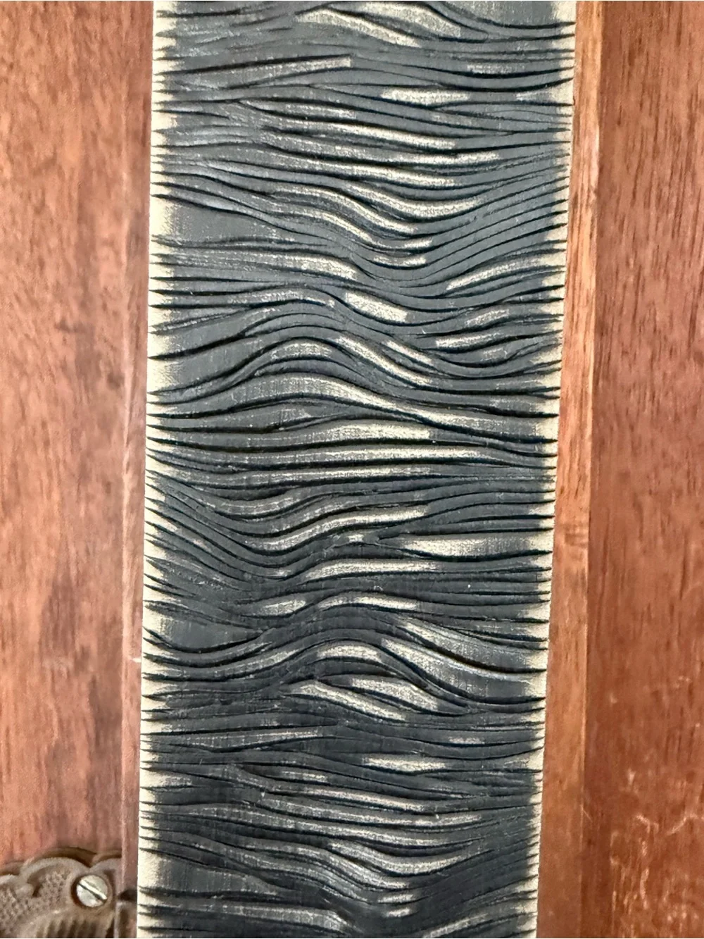 Textured Black Leather Belt with Silver Buckle from Buckle